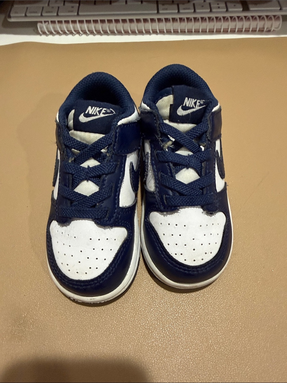 Nike Kids Navy and White Low-Top Sneakers with Swoosh